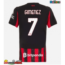 Camisa de Futebol AC Milan Santiago Gimenez #7 Equipamento Principal Mulheres 2025-26 Manga Curta